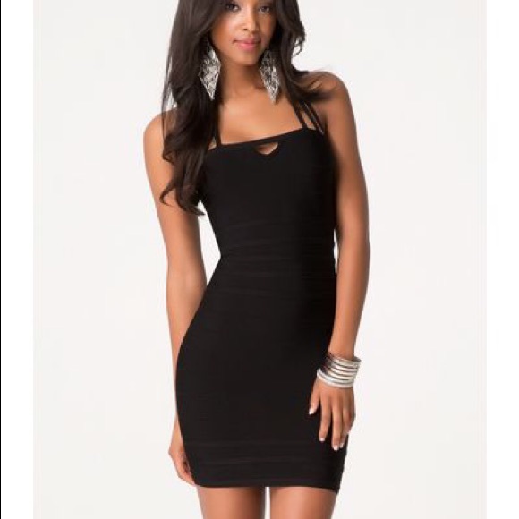 BEBE Bodycon Strappy Bandage Dress Black XS - Picture 2 of 8